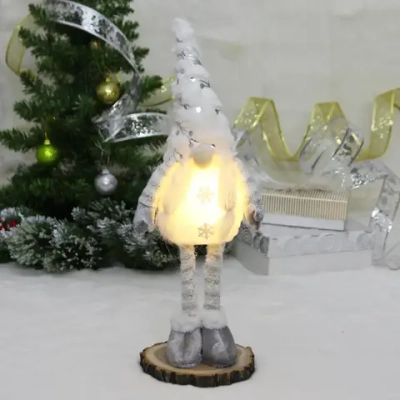 Сувенир новогодний «Лесовичок - Веселье» 47*9 см, Серебро (с подсветкой)