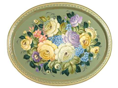 Жостовский поднос декоративный, размер 51х41 см (A26), металлический