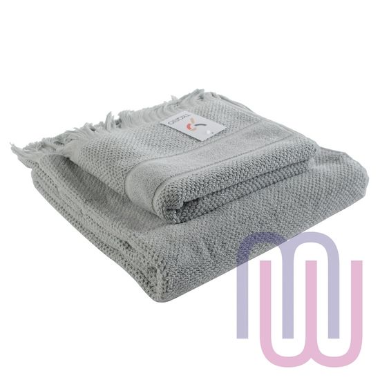 Полотенце банное, с декоративной бахромой. Цвет серый