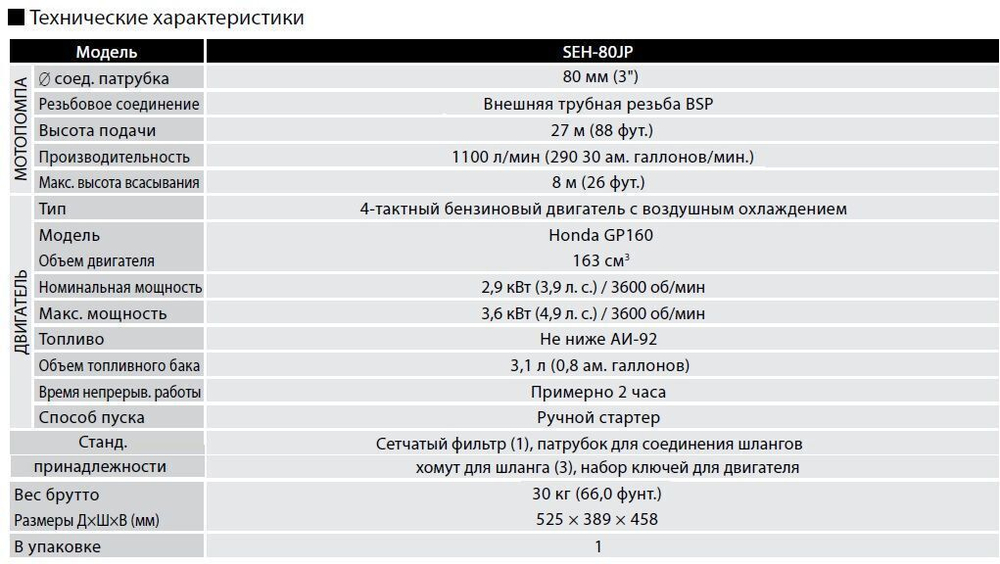 Бензиновая мотопомпа для загрязненной воды Koshin SEH-80JP