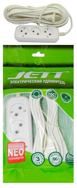 Удлинитель сетевой 3гн 1.5м 10A ДЖЕТТ (ПВС 2*0,75)