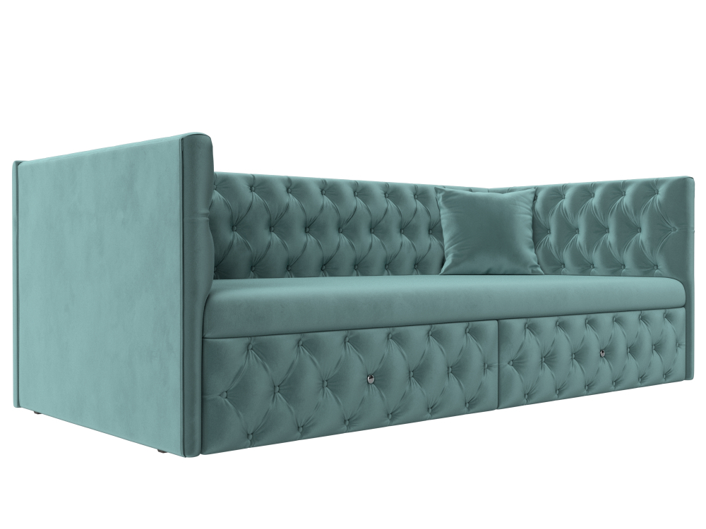 Диван детский прямой Найс, Бирюзовый, Велюр, 107102
