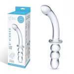 Прозрачный ребристый двусторонний стимулятор Ribbed G-Spot - 30 см. (Цвет: прозрачный)