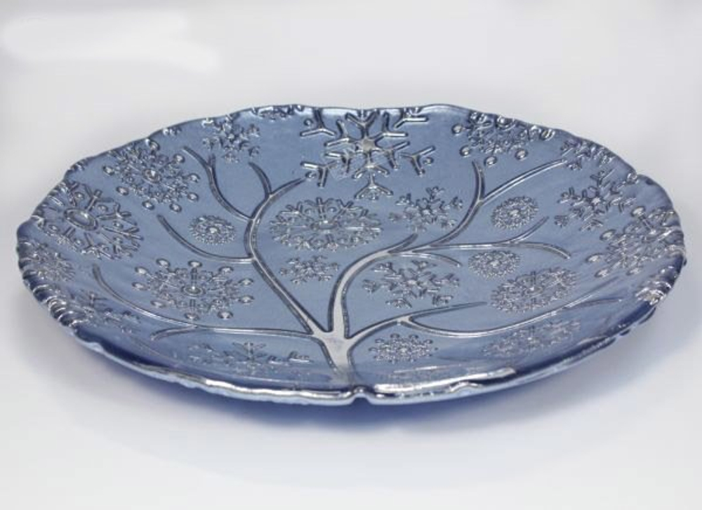 Блюдо для центра стола 36см IVV Снежные хлопья синее
