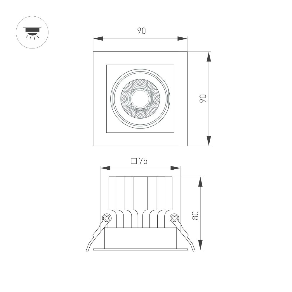 Светильник MS-VORTEX-BUILT-S90x90-12W Day4000 (BK-BK, 20 deg, 230V) (Arlight, IP20 Металл, 5 лет) 058370