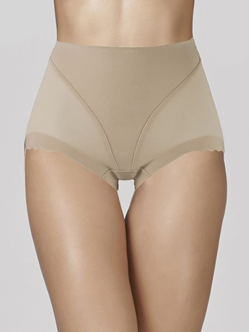 Высокие трусики-слипы из мягкого микромодала (Размер: XXL) (Цвет: бежевый)