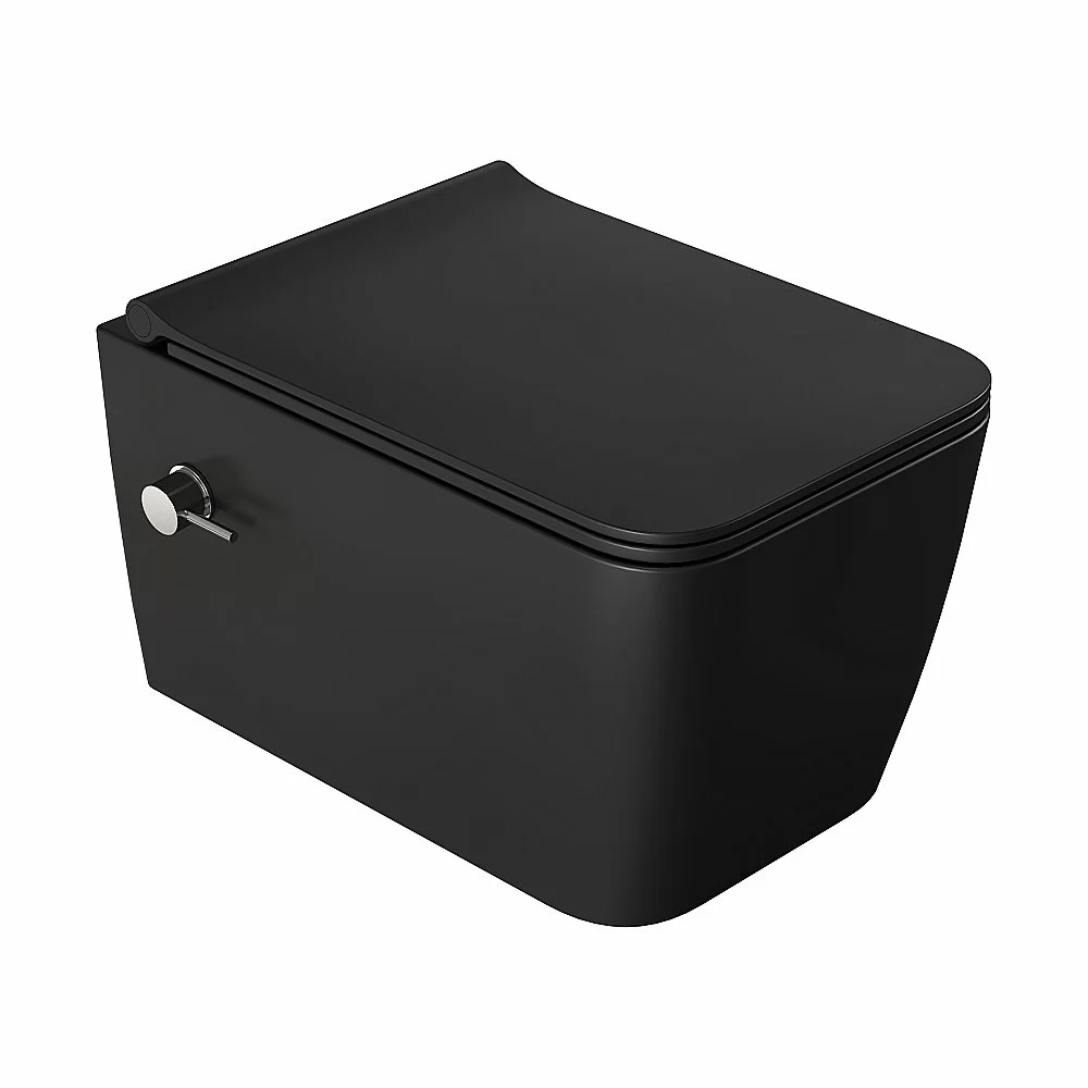 Унитаз подвесной с функцией биде Boheme Zen 967-SET-B черный матовый, безободковый, с крышкой микролифт