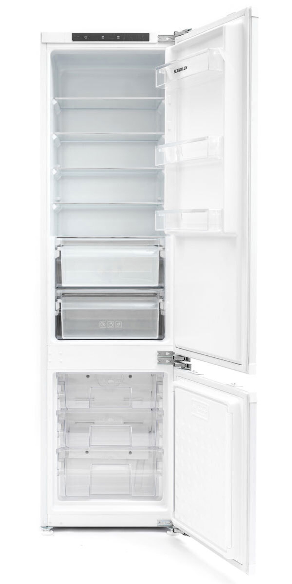 Встраиваемый двухкамерный холодильник Scandilux CNFBI210E