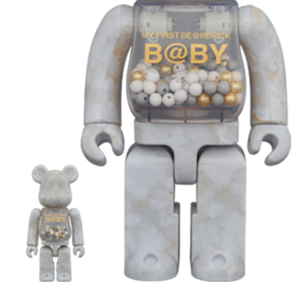 Дизайнерские игрушки BE@RBRICK MY FIRST BE@RBRICK B@BY MARBLE 100%400% 7/28cm, 4175284-619549895