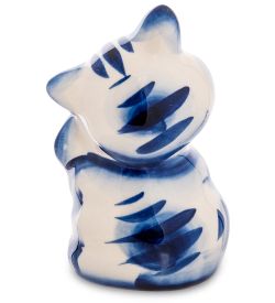 ГЛ- 610 Фигурка «Кот обжора» (Гжельский фарфор)