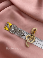 Брошь "Скрипичный ключ" серебристая в стразах