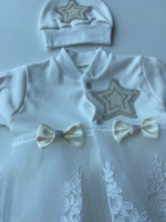 Комплект на выписку "Звездочка" (Комбинезон-платье, шапочка) (Белоснежка) (Цвет: Белый, Размер: 56)