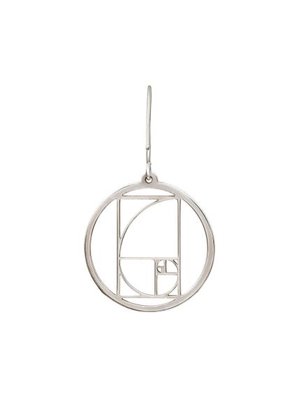 Серьги Золотое сечение Фибоначчи в круге из серебра, правая, вид сзади