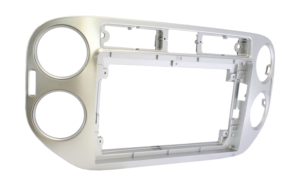 Комплект рамки с разъёмами 9"+can VW Tiguan 2007-2017 (любая аварийка) серебро (F2) - Car-Smart 8008S