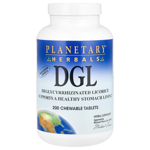 Planetary Herbals, DGL, 380 мг, 200 жевательных таблеток