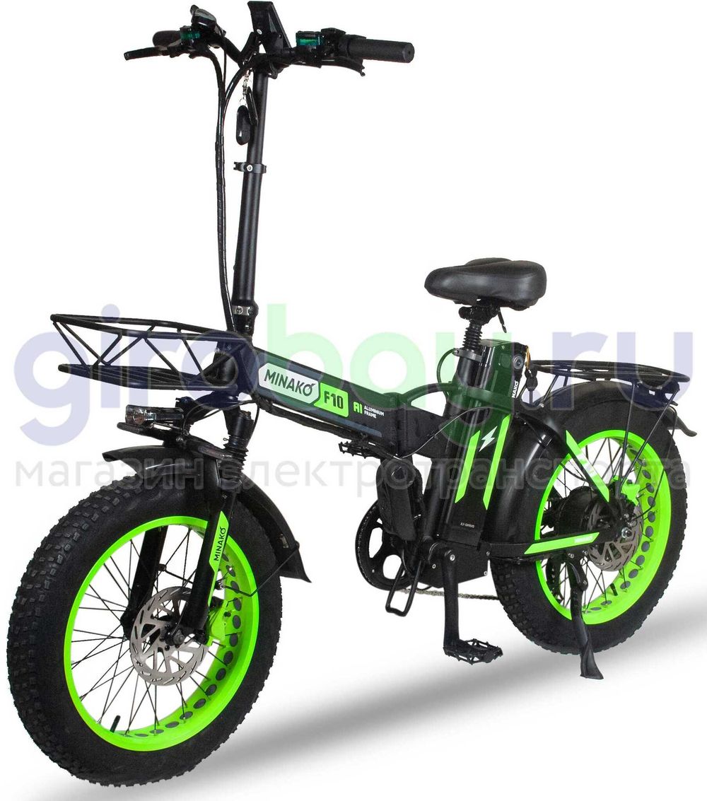 Электровелосипед Minako F10 Pro 2025 года (48V/20Ah) - Салатовый обод фото №1