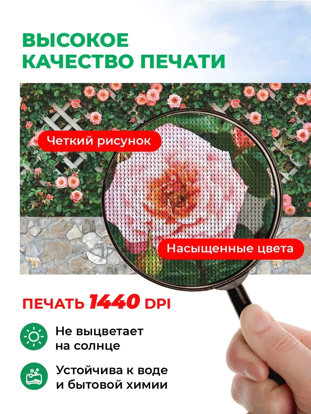 Фотосетка на забор розы на решетке 2х1,58 м