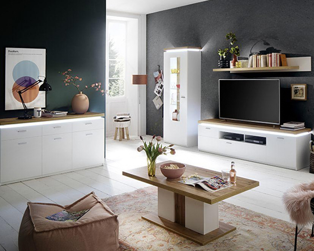 ТВ-тумба Лия Белый 101/ Дуб золотой крафт 003 156*44*50 см, белый 101/дуб золотой крафт 003   Фиеста