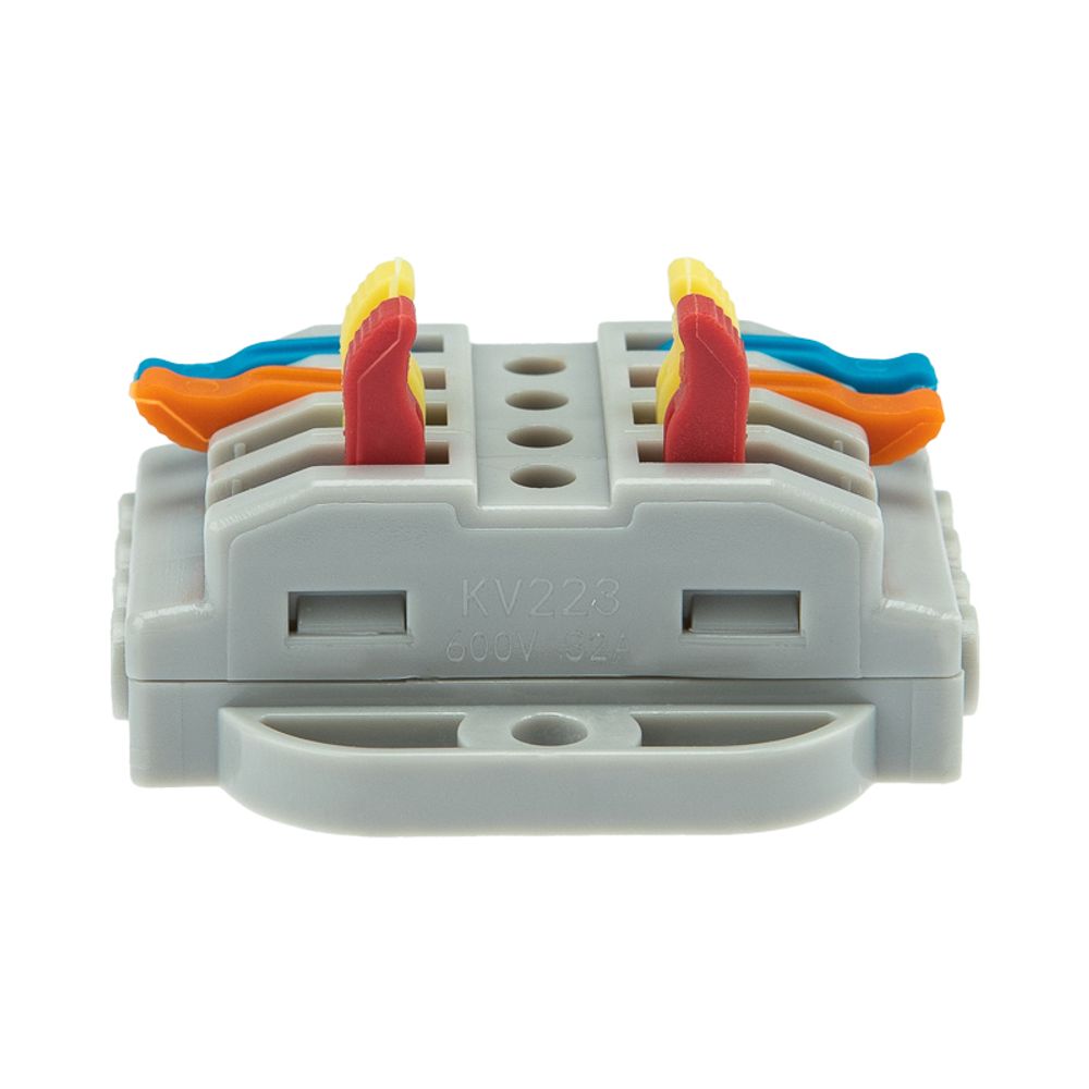 Клемма СМК 222-424P проходная 4 полюса, с монтажной площадкой (0,08-4 мм²), серая (блистер 5 шт./уп.