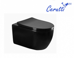 Унитаз подвесной Ceruttispa ОГЛИО (OGLIO) Aria MB CT9239 безободковый (485х365х350) черный матовый, ТЕРМООБЖИГ (не плёнка)