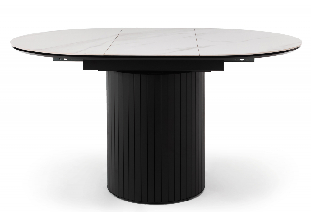 Керамический стол Woodville Лорен 100(140) snow white, черный