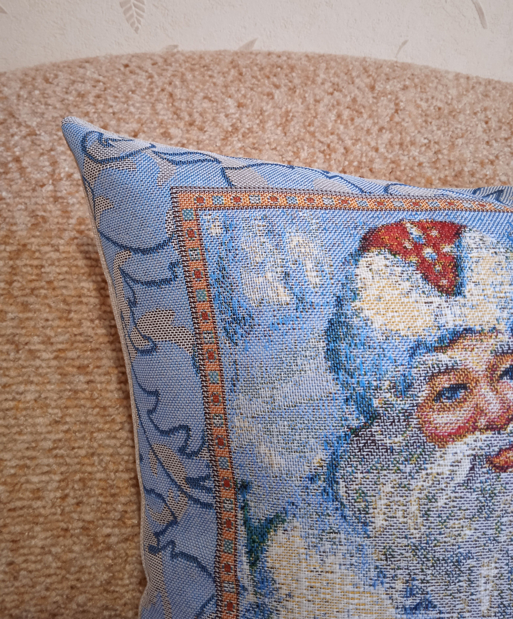 Декоративный гобеленовый чехол для интерьерной подушки Дед Мороз 38*38