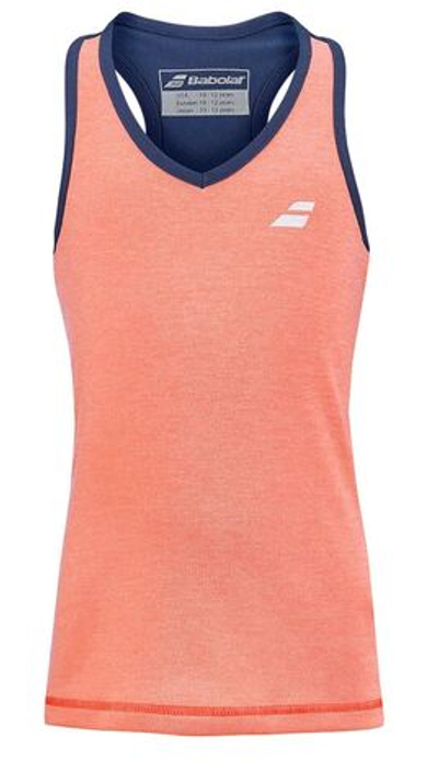 Футболка для девочки теннисная Babolat Play Tank Top Girl - fluo strike/estate blue