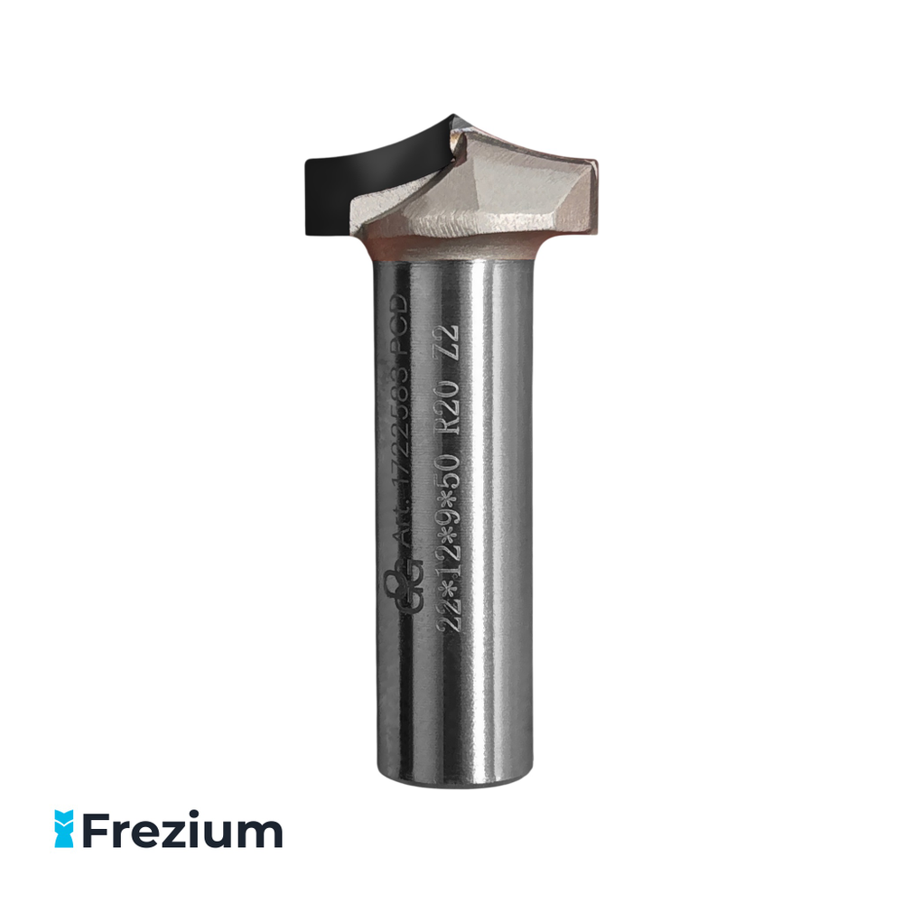 Пазовая фасонная алмазная фреза по дереву "O.G.Germany" 22x12x9x50 R20 Z2; 1722583 PCD