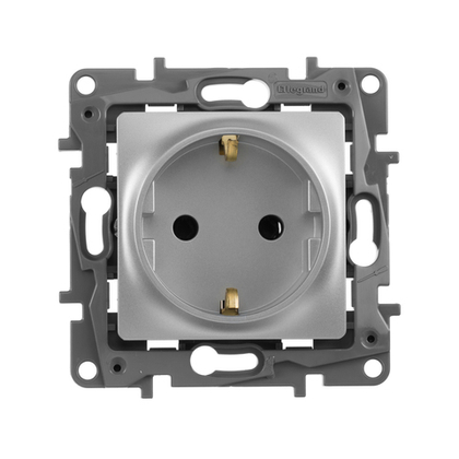 Розетка с заземлением без шторок 16А 250В алюминий ETIKA Legrand
