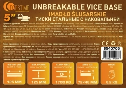 Тиски стальные с наковальней 5''-125мм FORSTIME FT-6540705