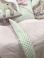 Комплект в кроватку 18 предметов "Единорог" розовый, сатин