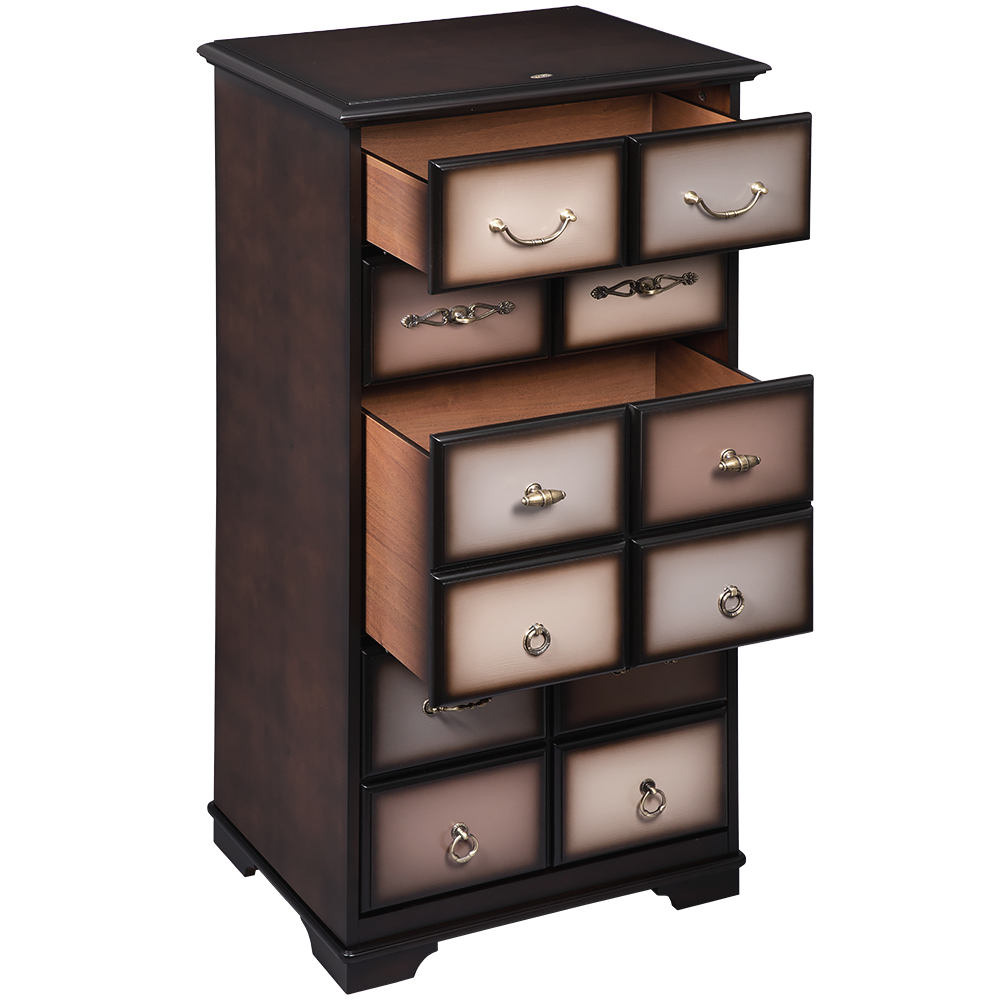 Комод "Пандора"- 5 с 4 ящиками Орех Оберджин, цвет фасада Шоколад