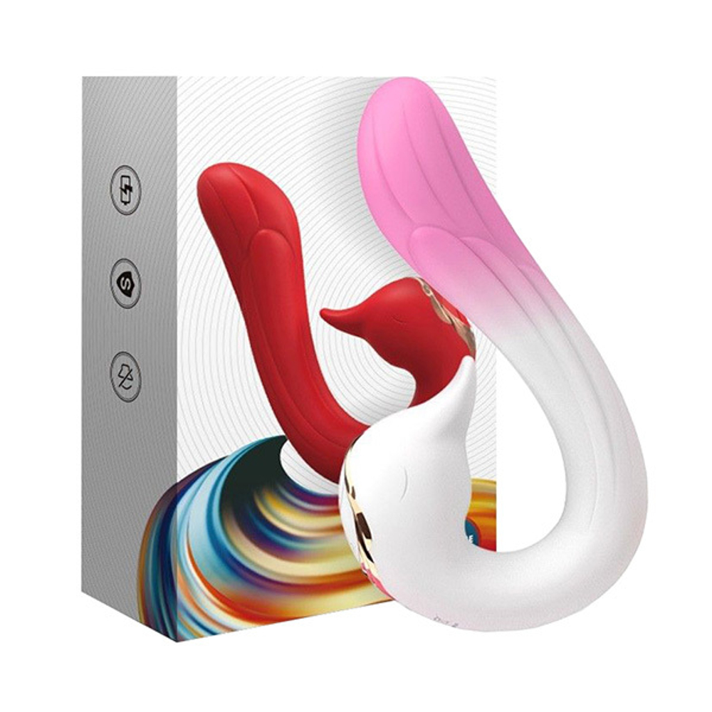 Бело-розовый вибромассажер-уточка 16,2см Silicone Toys USK-V22