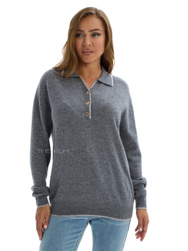 Темно-серое поло с длинным рукавом из шерсти