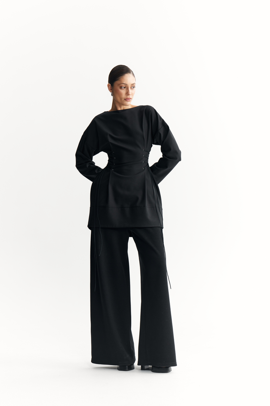 Платье мини со шнуровкой