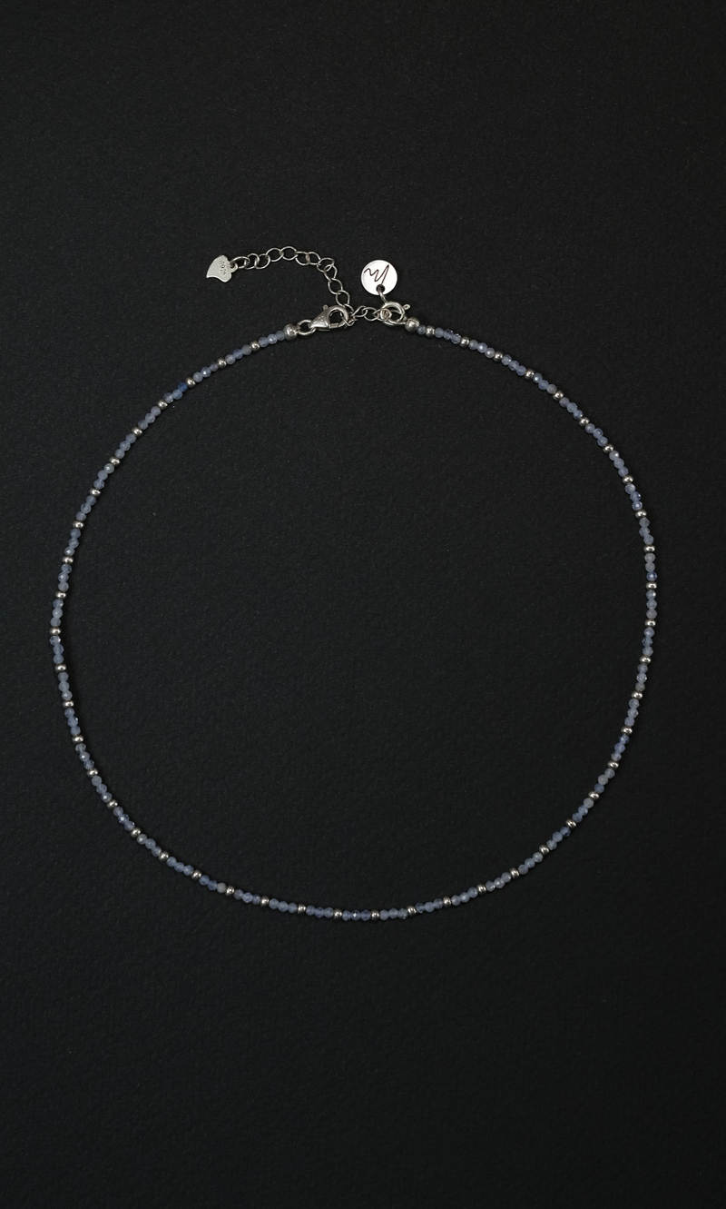 Чокер "Memo about Finance" из танзанита с серебряными бусинами с удлинителем 33-38 см