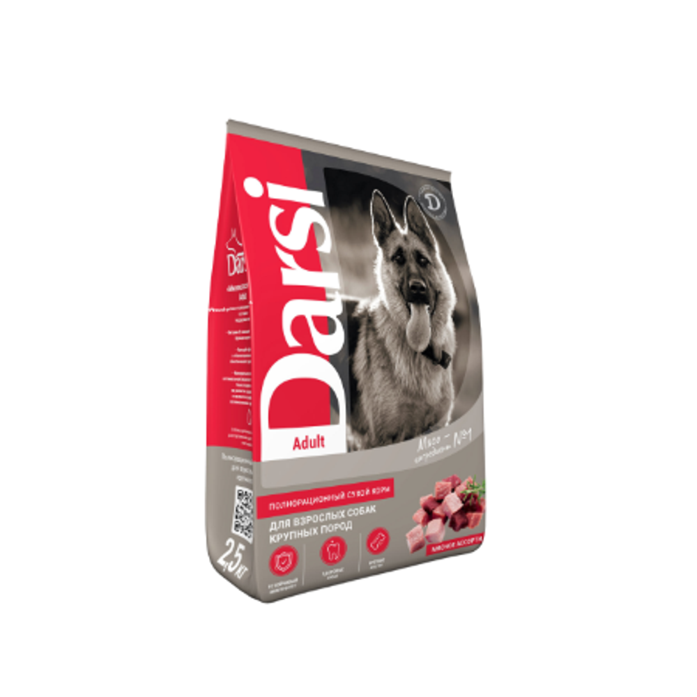 Сухой корм для взрослых собак крупных пород Darsi Сухой корм для взрослых собак крупных пород Darsi Adult, мясное ассорти, 2,5 кг
