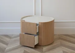 Тумба прикроватная Lagom 2 ящика ширина 60 см (натуральный дуб, молочный)