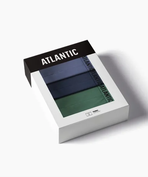 Трусы мужские боксеры (3шт) Atlantic 3MH-011, хлопок, светлый деним + индиго + темно-зеленый