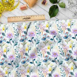 Ткань саржа минималистичный цветочный принт