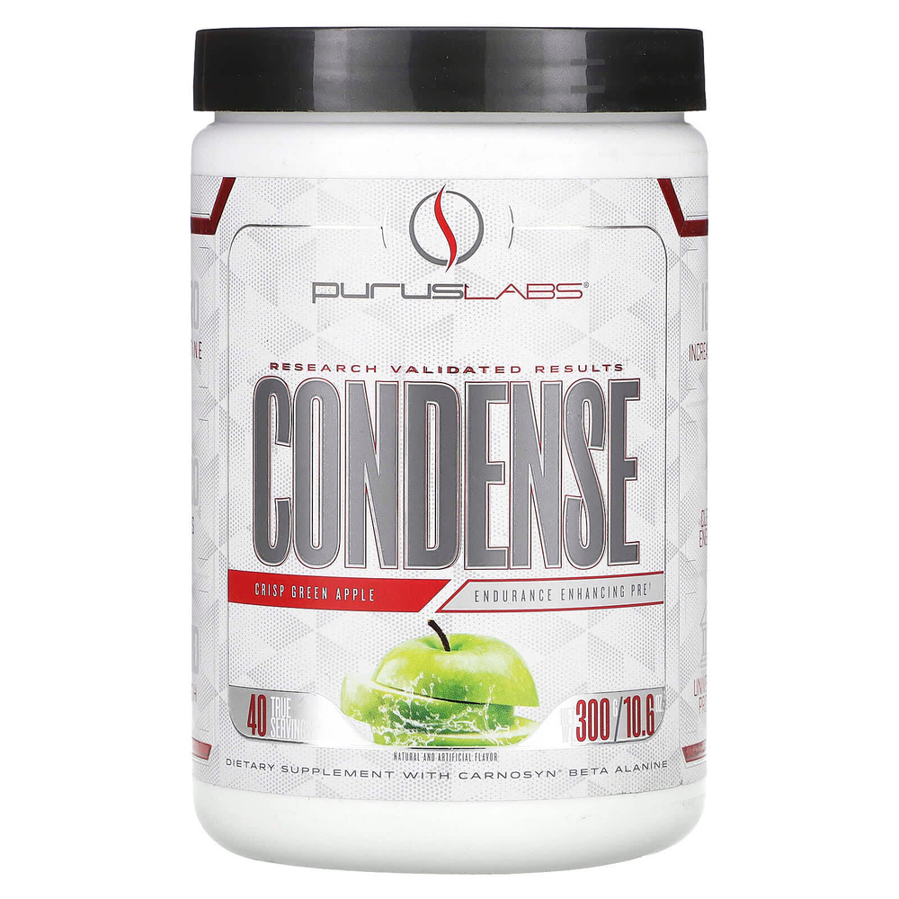 Purus Labs, Condense, Endurance Enhancing Pre, свежее зеленое яблоко, 300 г (10,6 унции)