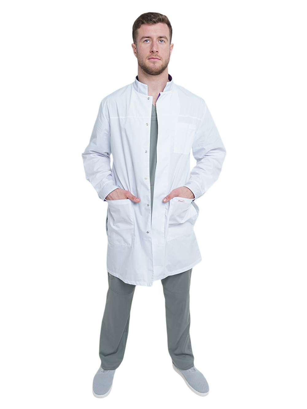Халат медицинский мужской СтильБ 165ТСД, белый, 58