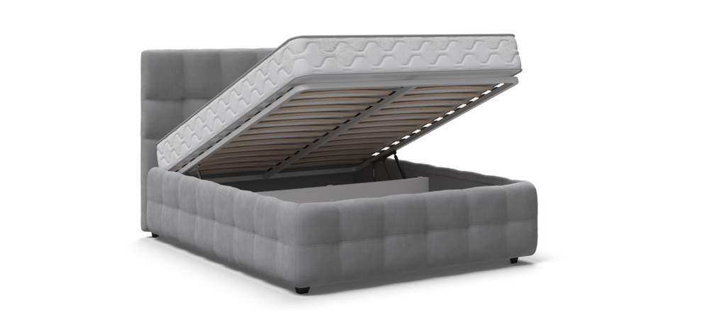 Босс Кровать+ПМ 160 Велюр Монолит сталь