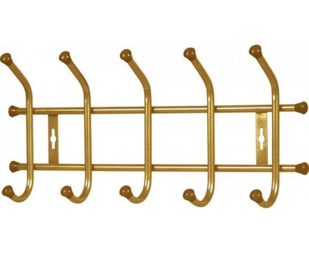 Вешалка настенная 5 крючков Д49,5хШ21,5хВ8,5см металл, цвет золото ВНТ5/З Nika