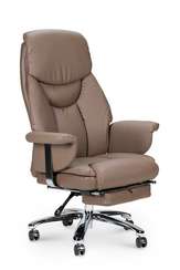Кресло офисное  Парламент  (grey-brown) сталь + хром  серо коричневый экокожа