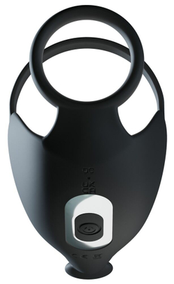 Черная вибронасадка для эрекции и стимуляции мошонки Cock ring with RC ball massager