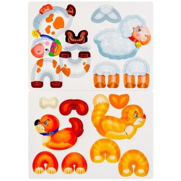 Набор 3D-фигурок «Домашние животные» Картон. 2 планшета размером 150х210мм. Умка 