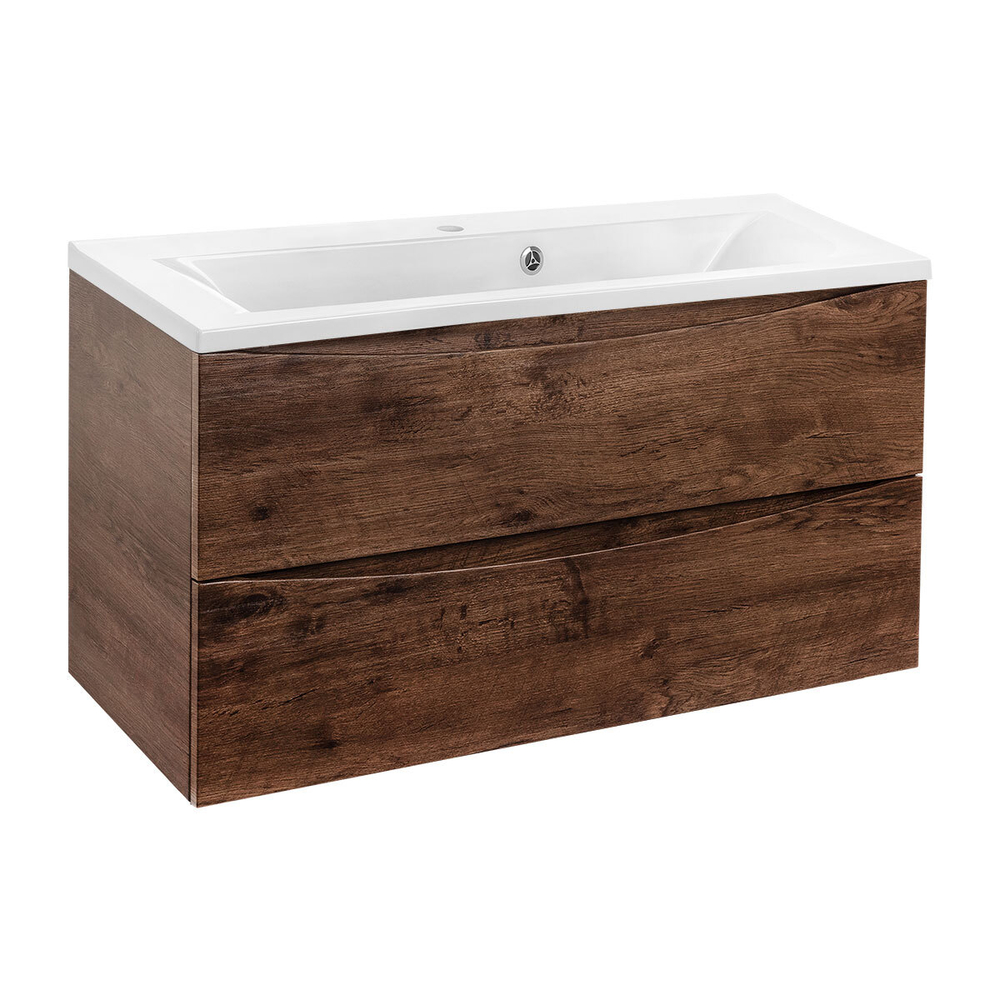 Тумба под раковину Vincea Mia 900 подвесная, 2 выкатных ящика soft close, R.Wood