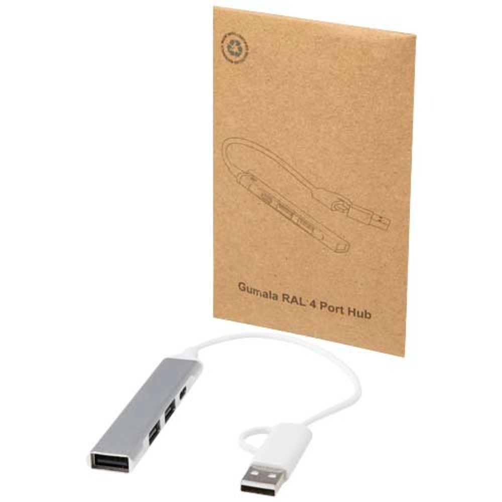 Alkaid 4-портовый концентратор USB-A и Type-C из переработанного алюминия с двумя входами