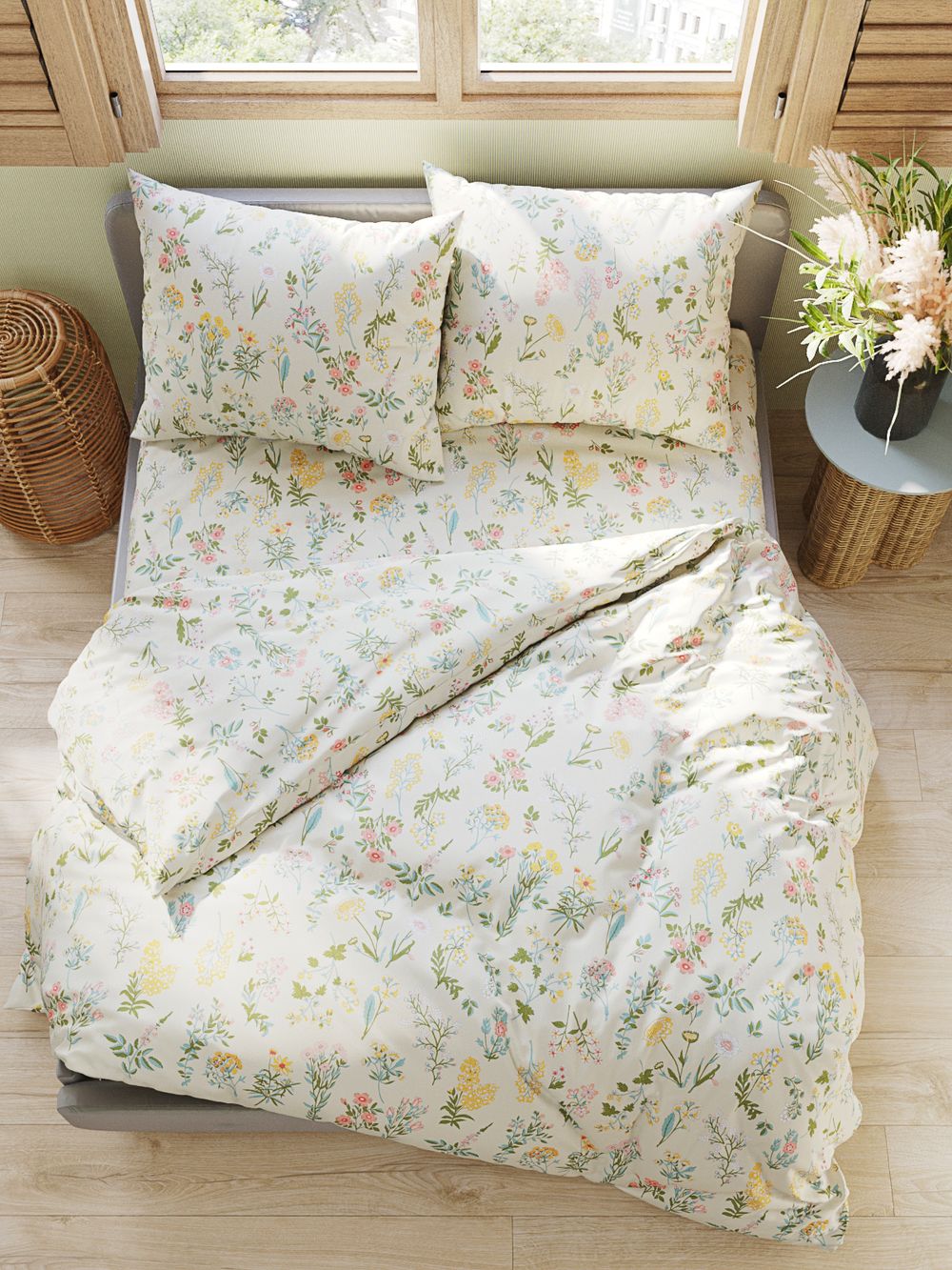 Наволочка комплект 2шт перкаль Сказка "Ботаника" 70x70 см на молнии